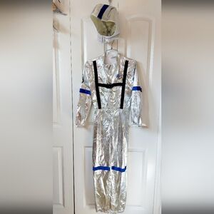 Silver Astronaut Jumpsuit & Helmet‎ size Youth Large Halloween Costume